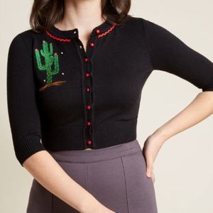 ModCloth Cropped Black Cardigan UK Size 18/US 16